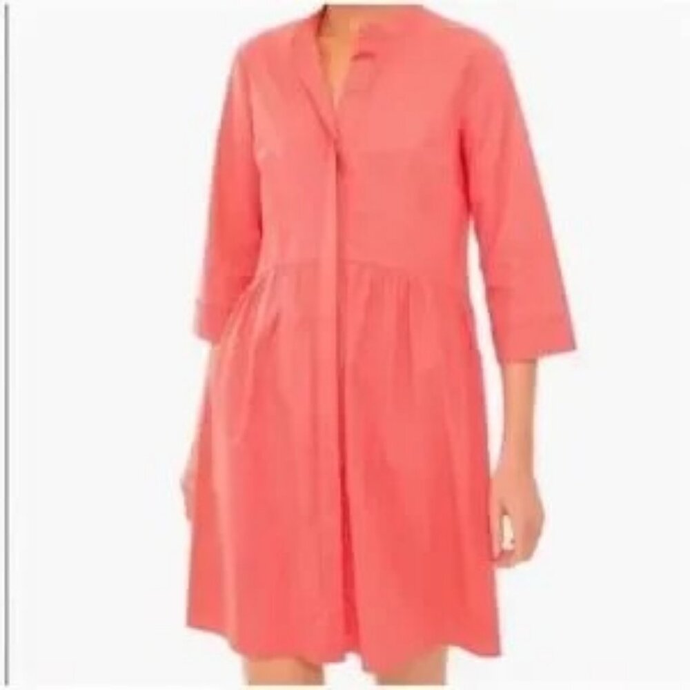 Tuckernuck Poppy‎ pink Royal shirt dress button front coral pockets Womens Sz Sm